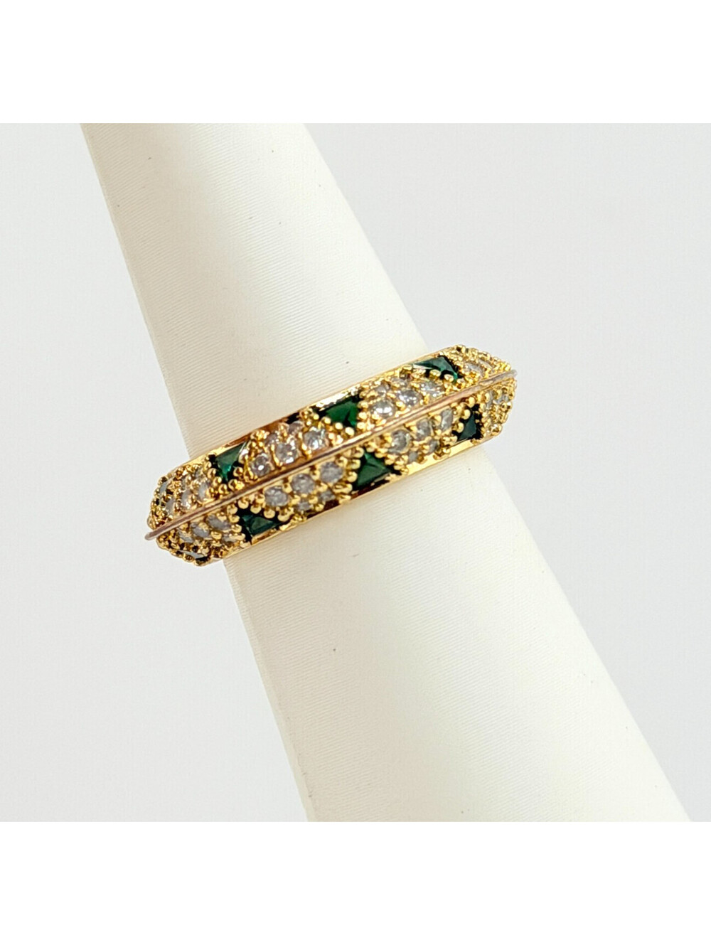 Bomb Party May 1pc Ring Sz 5 "A Royal Touch" Lab Created Emerald on Yellow Gold